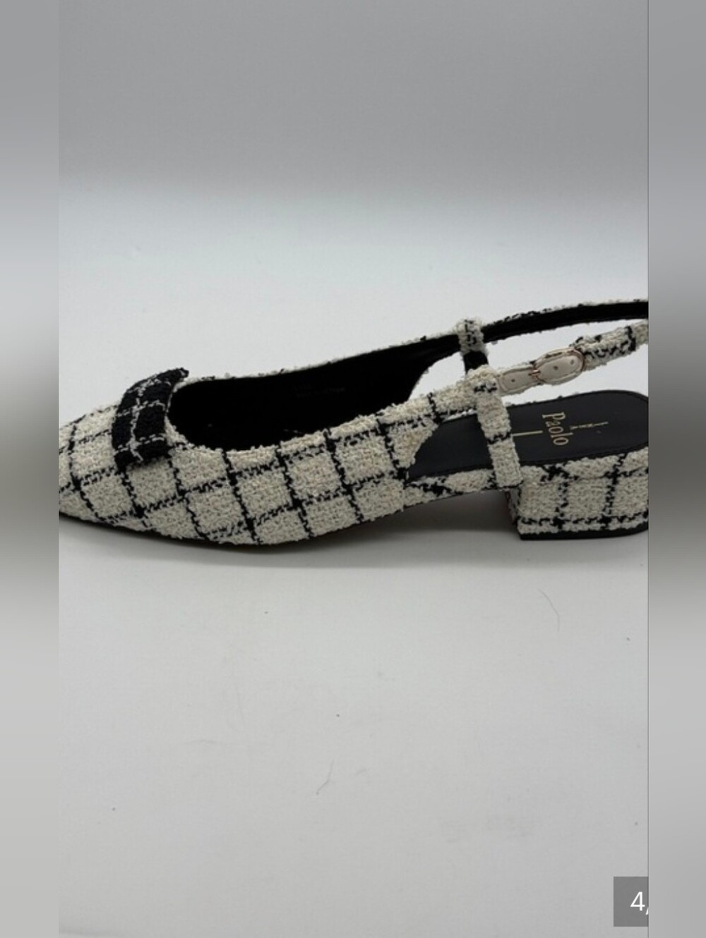 Paolo Women's Black & White Tweed Slingback Flats